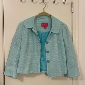 Lily Pulitzer Blue Swirly Boucle Blazer